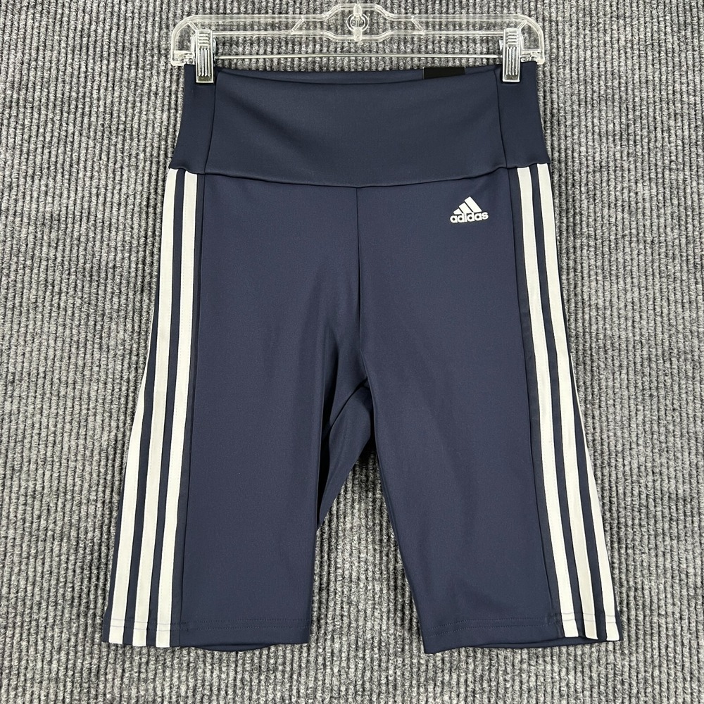 Adidas Shorts Womens Small Tight Fit High Rise Bike Blue Active Workout New